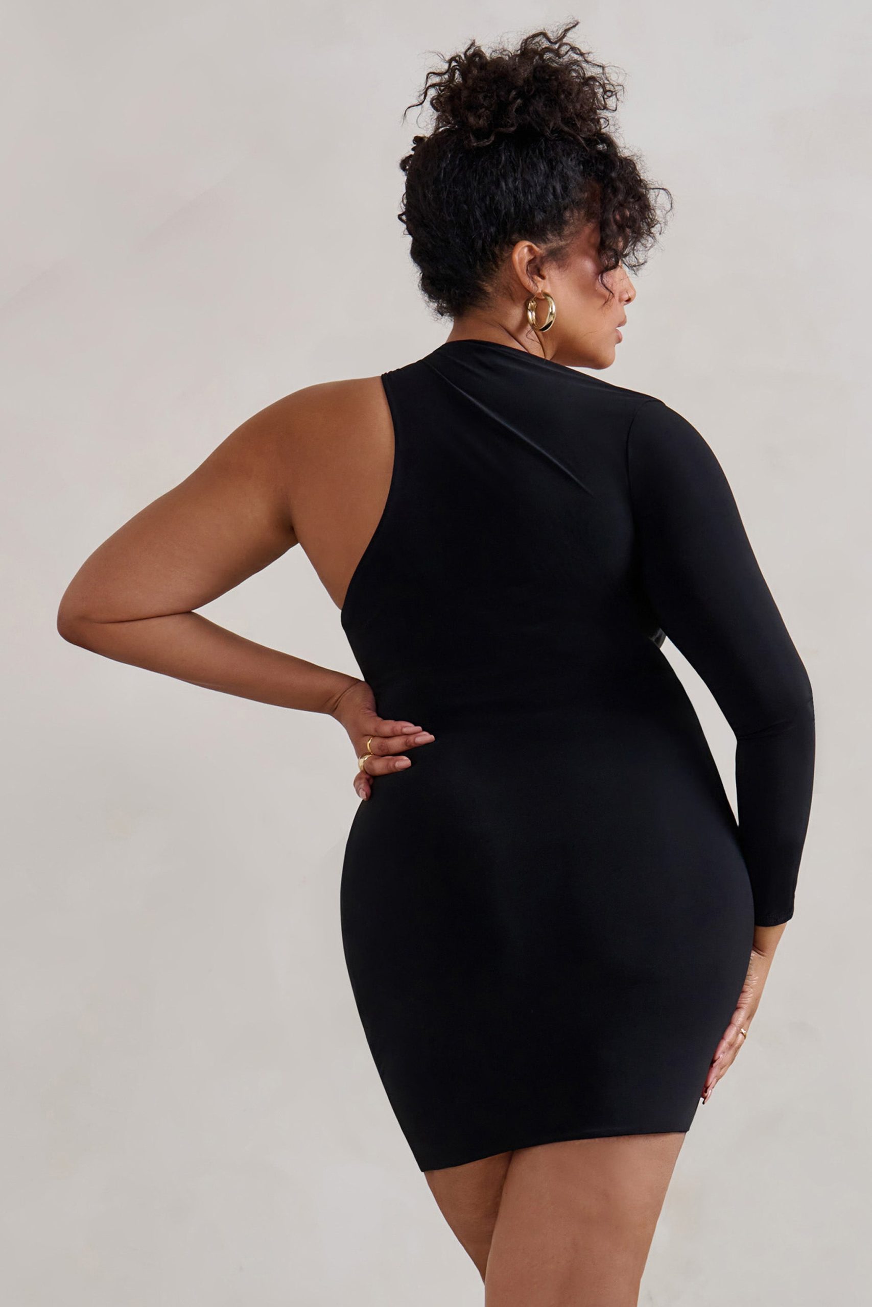 Siren | Black One Shoulder Bodycon Mini Dress - Image 7